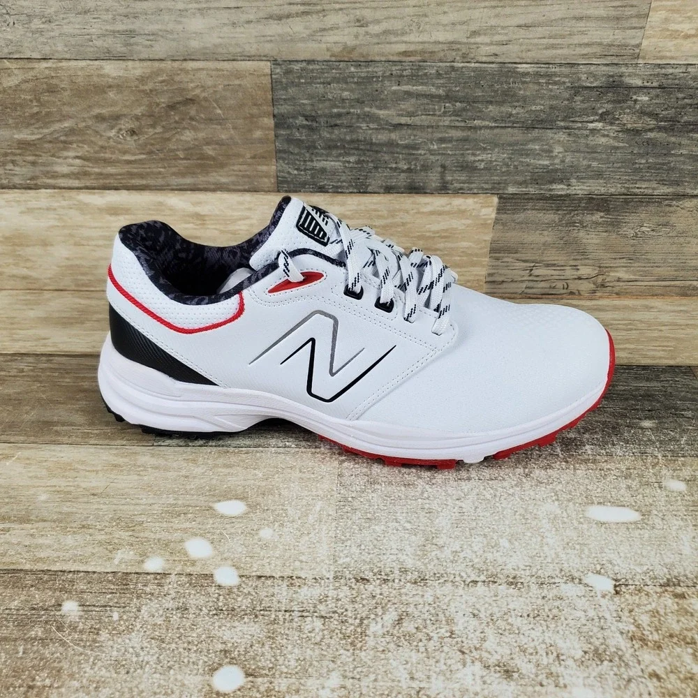 New Balance Brighton Mens Golf Cleats Sz 9 White Leather Lace Up Low Top Sneaker